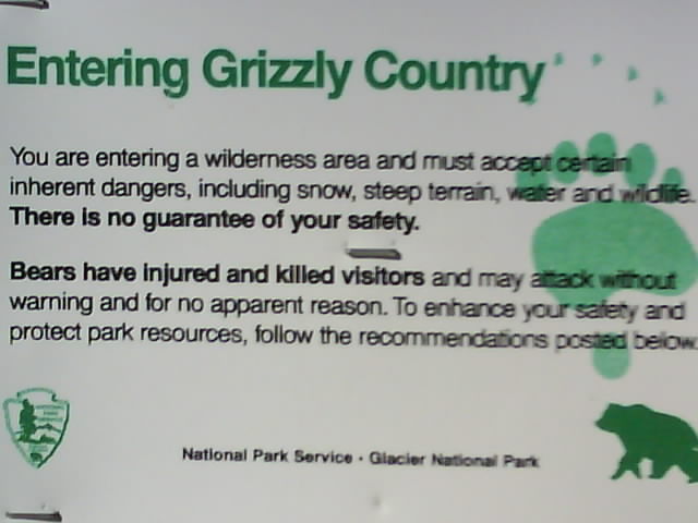 Montana 005 Grizzly Bear Warning, Glacier NP.JPG